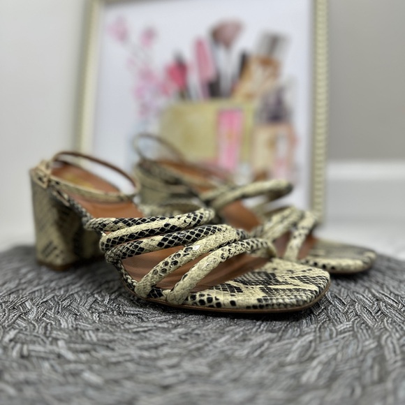 Paris Texas Snakeskin Block Heel Sandals - Picture 2 of 9